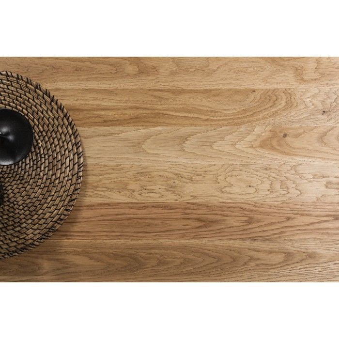 Tavolino basso ABITTA rettangolare 110 cm in rovere chiaro – Moderno con ripiano in metallo
