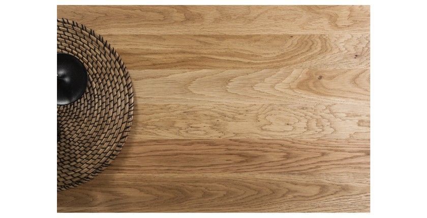 Zoom sur la texture du plateau de la table basse rectangulaire avec étagère ABITTA