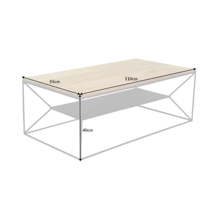 Tavolino basso ABITTA rettangolare 110 cm in rovere chiaro – Moderno con ripiano in metallo