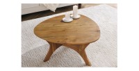 Table basse ronde ABITTA en bois d'acacia vue de haut