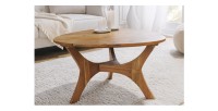 Table basse ronde ABITTA en bois d'acacia mise en situation