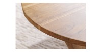 Zoom sur la tranche de la table basse ronde ABITTA en bois d'acacia