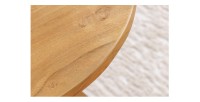 Zoom sur un bord du plateau de la table basse ronde ABITTA en bois d'acacia