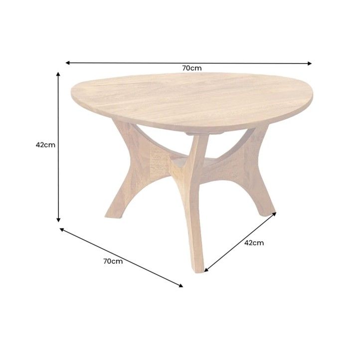 Dimensions de la table basse ronde ABITTA en bois d'acacia