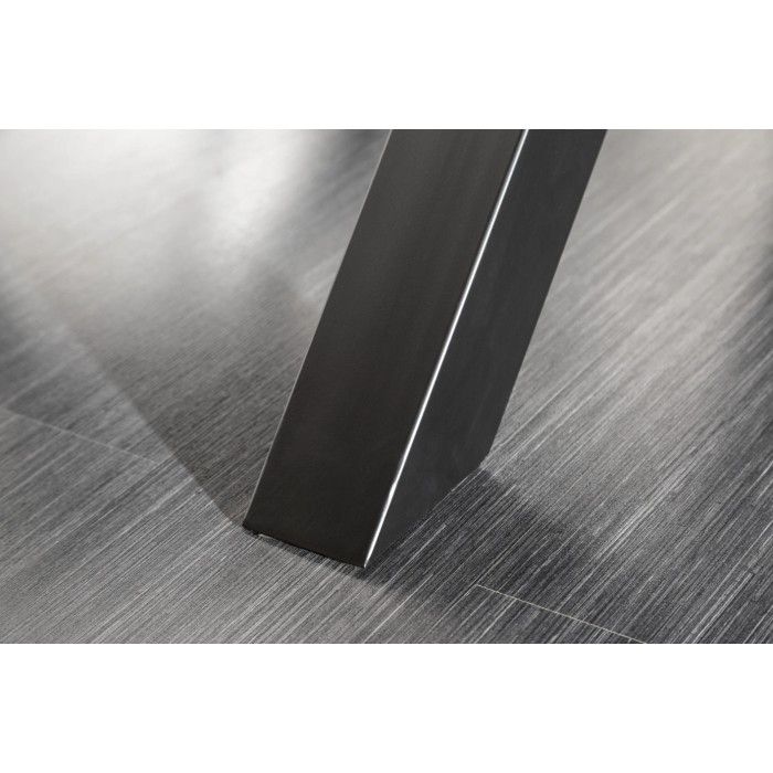 Eettafel RAFTA 220 cm – Blad van massief teakhout en gehard glas – X-vormige poten in zwart metaal