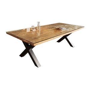Table RAFTA 220cm avec sur-plateau en verre