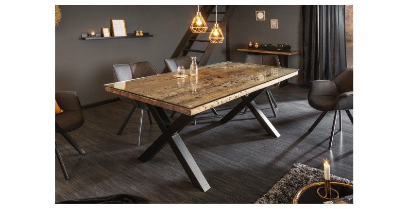 Table RAFTA 180cm avec plateau en verre mise en situation