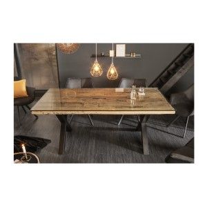 Table RAFTA 180cm avec plateau en verre vue de face