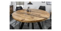 Table LODEN ronde 120cm en bois de manguier clair vue de haut