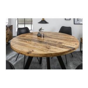 Table LODEN ronde 120cm en bois de manguier clair vue de haut