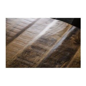 Zoom sur la texture du plateau de la table LODEN ronde 120cm en bois de manguier clair