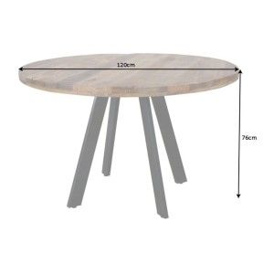 Dimensions de la table LODEN ronde 120cm en bois de manguier clair