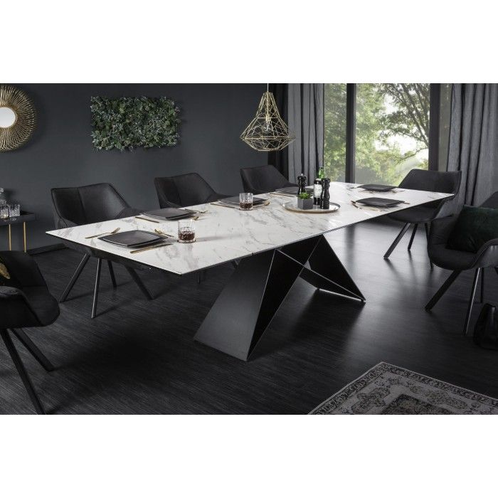 Table ATARA 180cm extensible jusqu'à 260cm blanche mise en situation