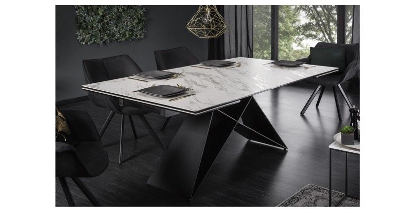 Table ATARA 180cm extensible jusqu'à 260cm blanche vue de côté