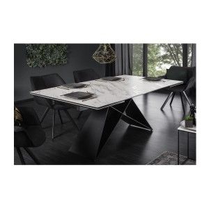 Table ATARA 180cm extensible jusqu'à 260cm blanche vue de côté