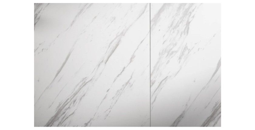 Zoom sur les motifs du plateau de la table ATARA 180cm extensible jusqu'à 260cm blanche