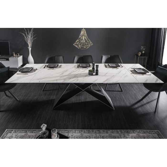Table ATARA 180cm extensible jusqu'à 260cm blanche vue de face