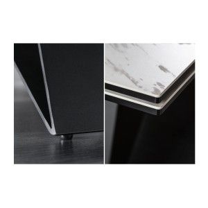 Zoom sur les détails de la table ATARA 180cm extensible jusqu'à 260cm blanche