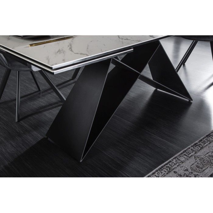 Zoom sur le coin de la table ATARA 180cm extensible jusqu'à 260cm blanche