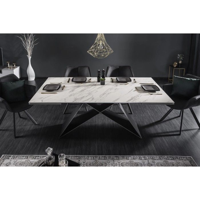 Table ATARA 180cm extensible jusqu'à 260cm blanche vue de face sans extension