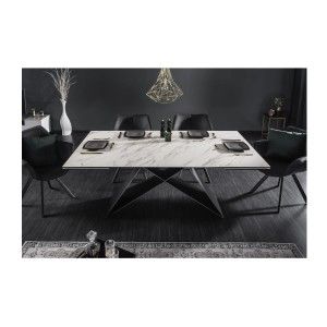 Table ATARA 180cm extensible jusqu'à 260cm blanche vue de face sans extension