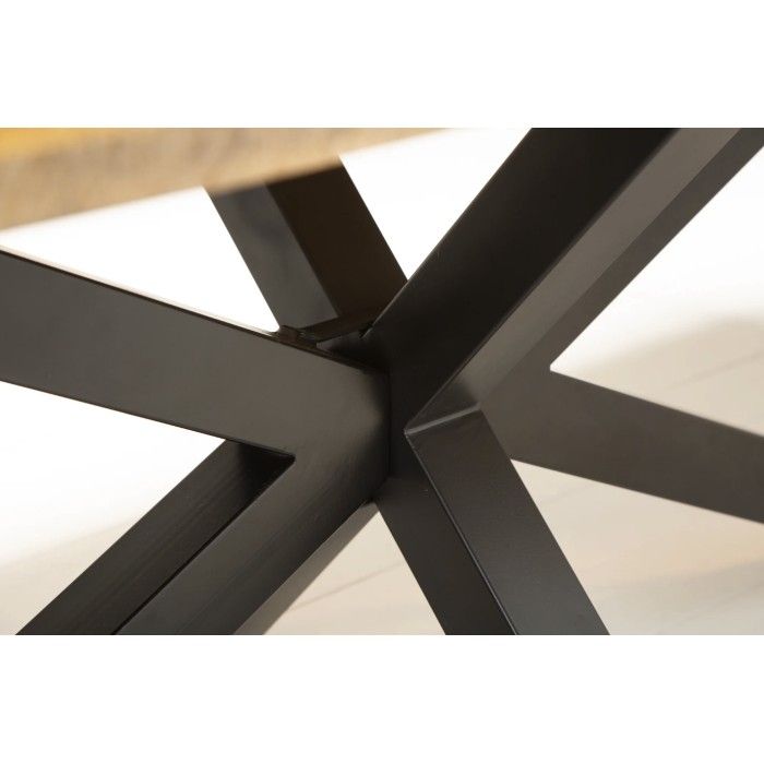 Tavolo da pranzo SOLARA 200 cm – Piano in legno massiccio e metallo nero