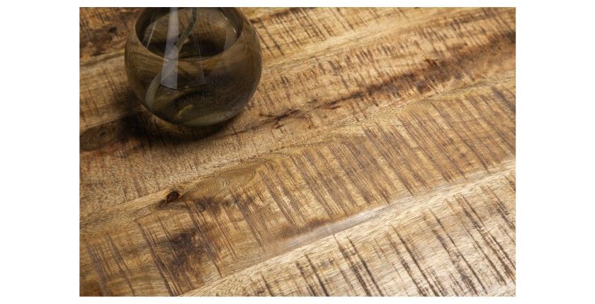 Zoom sur le plateau de la table SOLARA 200cm en bois massif