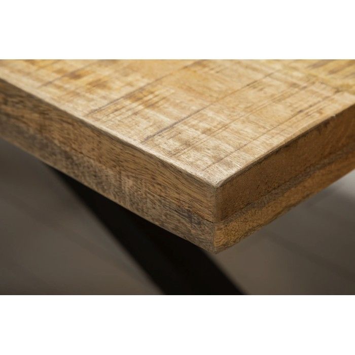 Tavolo da pranzo SOLARA 200 cm – Piano in legno massiccio e metallo nero