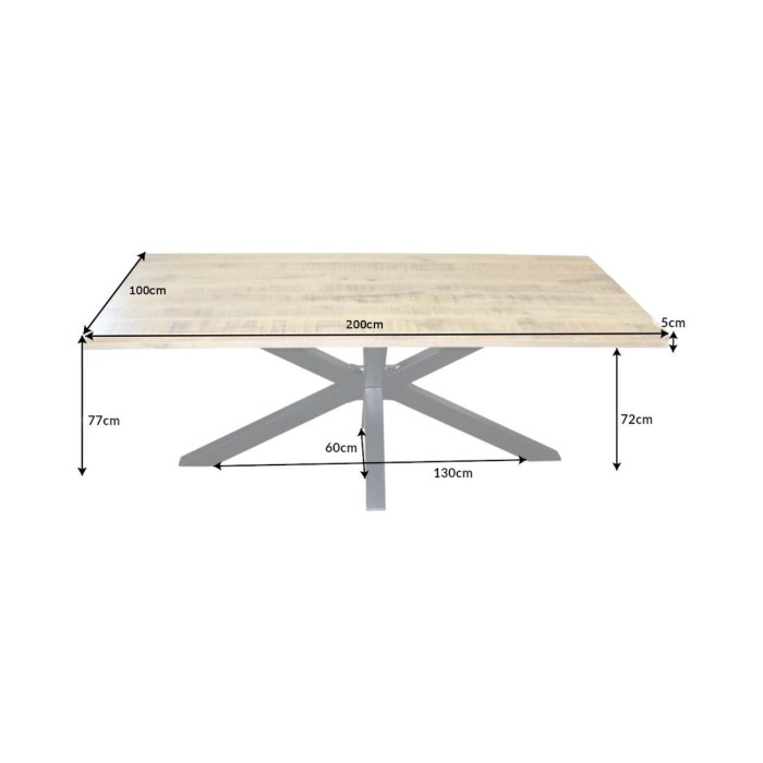 Tavolo da pranzo SOLARA 200 cm – Piano in legno massiccio e metallo nero