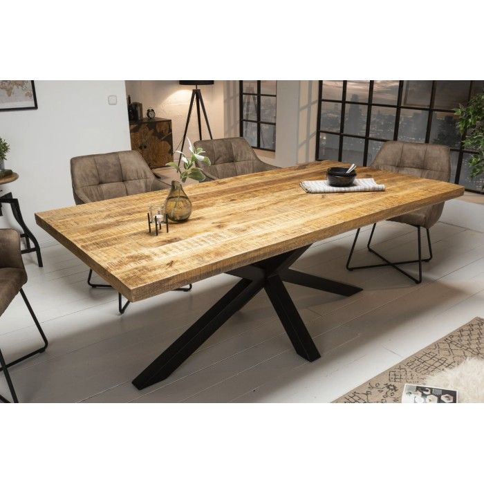 Tavolo da pranzo SOLARA 180 cm – Piano in legno massello di mango e metallo nero