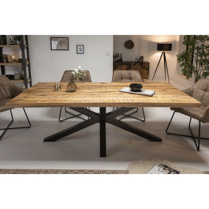 Tavolo da pranzo SOLARA 180 cm – Piano in legno massello di mango e metallo nero