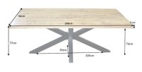 Dimensions de la table SOLARA 180cm en bois de manguier