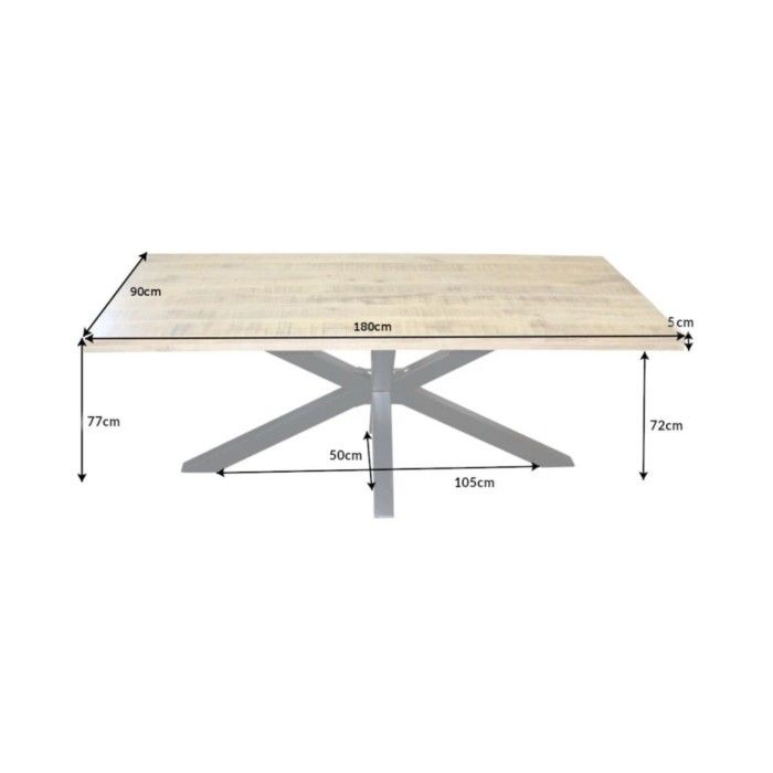 Tavolo da pranzo SOLARA 180 cm – Piano in legno massello di mango e metallo nero