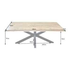Dimensions de la table SOLARA 180cm en bois de manguier