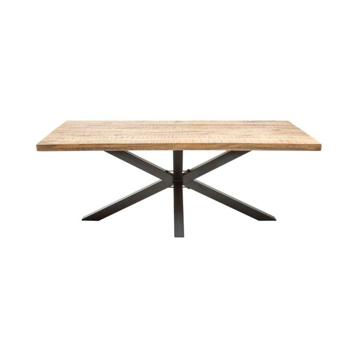 Tavolo da pranzo SOLARA 180 cm – Piano in legno massello di mango e metallo nero