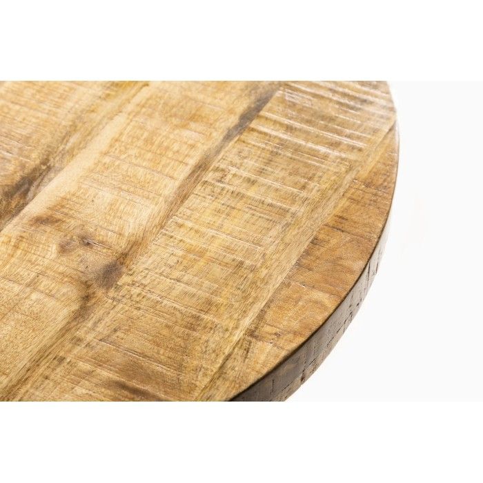 Eettafel LODEN 80 cm - Rond blad van massief mangohout en zwarte metalen structuur
