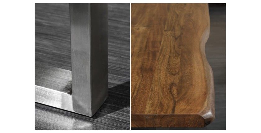 Table de salle à manger ARKAYA 160 cm – Plateau en bois massif d'acacia