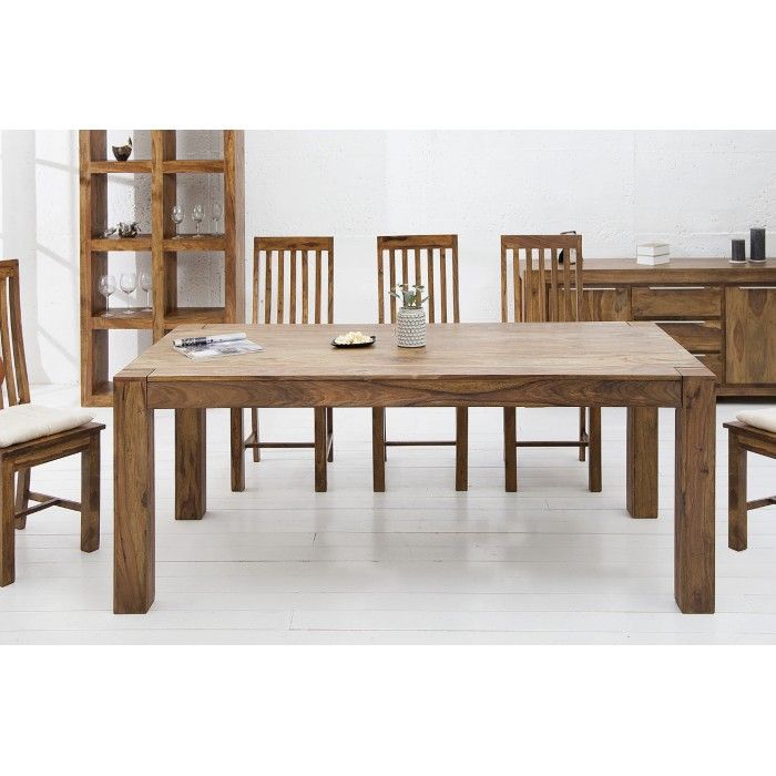 Eettafel ORBO 160 cm – Massief gelakte Sheesham houten tafel