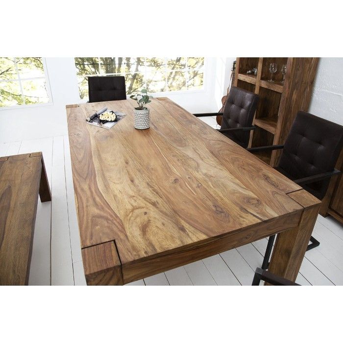 Eettafel ORBO 160 cm – Massief gelakte Sheesham houten tafel