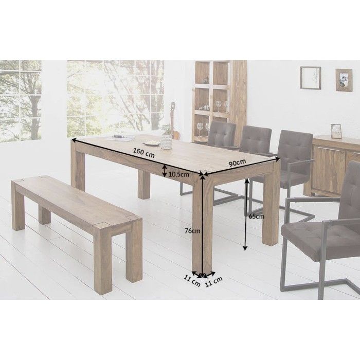Eettafel ORBO 160 cm – Massief gelakte Sheesham houten tafel