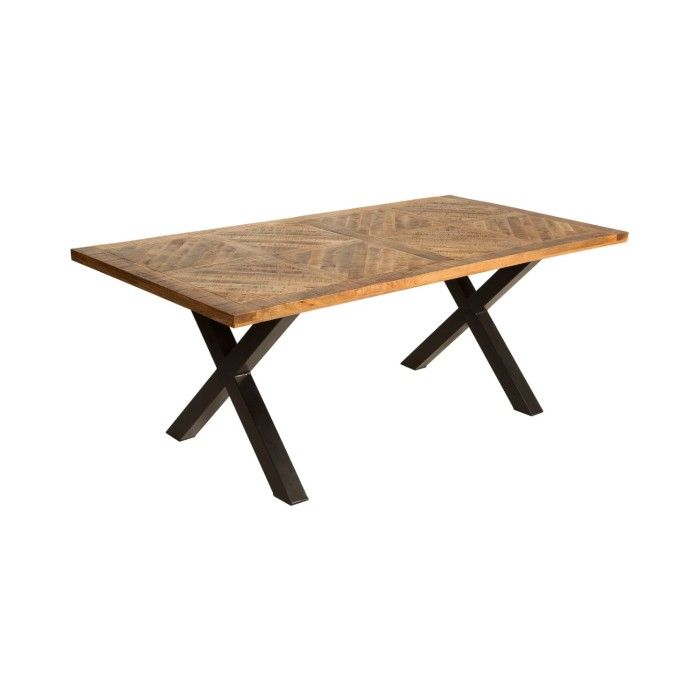 Tavolo da pranzo ZAREL 160 cm – Piano in legno massello di mango e metallo nero