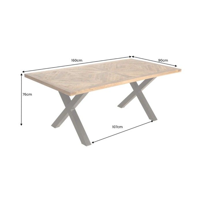 Tavolo da pranzo ZAREL 160 cm – Piano in legno massello di mango e metallo nero