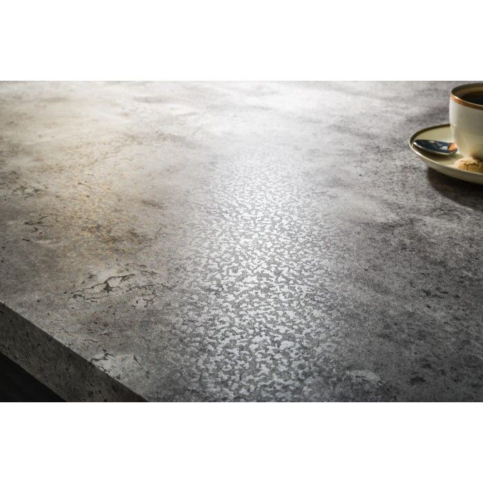 Eettafel MERAX 160 cm - Grijs betoneffect blad en zwart metalen frame