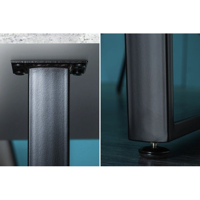 Eettafel MERAX 160 cm - Grijs betoneffect blad en zwart metalen frame