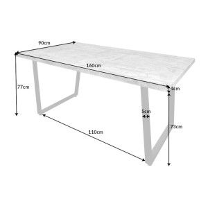Dimensions de la table MERAX rectangulaire 160cm grise