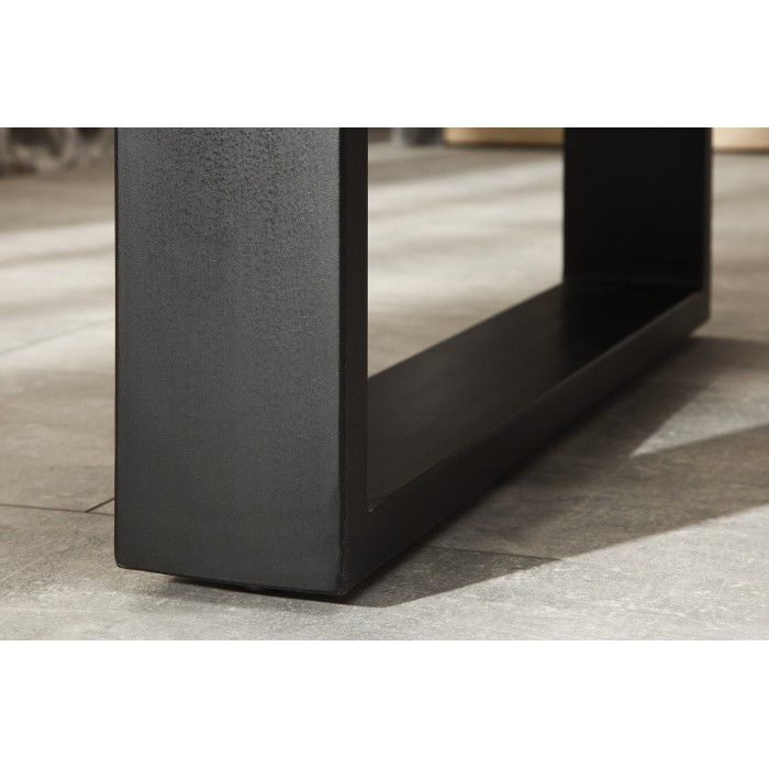 Eettafel LODEN 200 cm - Blad van massief mangohout en zwarte metalen poten
