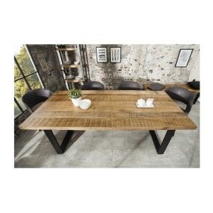 Table LODEN rectangulaire 200cm et pieds en U vue de haut et de face