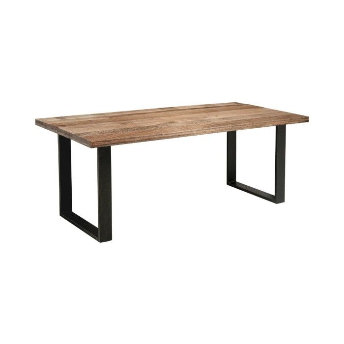 Eettafel LODEN 200 cm - Blad van massief mangohout en zwarte metalen poten