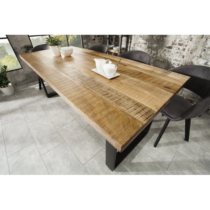 Table LODEN rectangulaire 180cm et pieds en U vue de haut et de côté