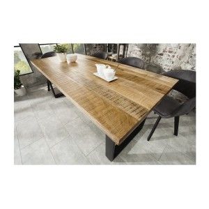 Table LODEN rectangulaire 180cm et pieds en U vue de haut et de côté